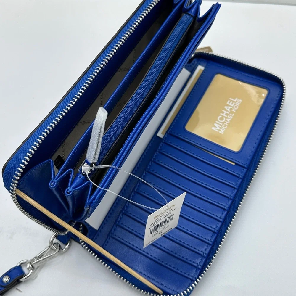 MICHAEL KORS Jet Set Travel Continental Zip Galaxy Blue color